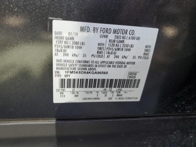 1FM5K8D84KGA96560 Ford EXPLORER XLT