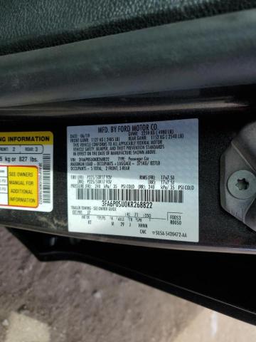 3FA6P0SU0KR268822 Ford Fusion Titanium