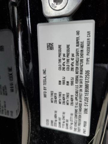 5YJ3E1EB9MF872506 Tesla Model 3  12