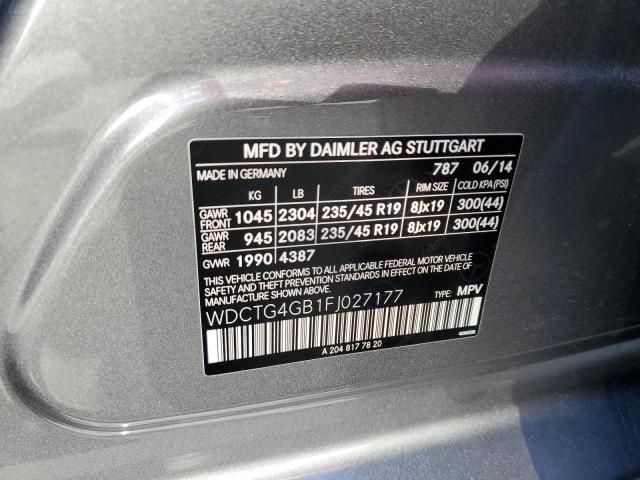 WDCTG4GB1FJ027177 Mercedes-Benz Gla 250 4matic