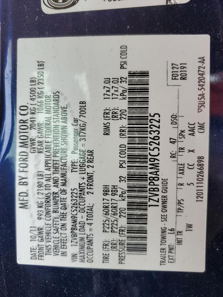1ZVBP8AM9C5263225 2012 Ford Mustang