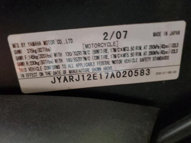 2007 YAMAHA YZFR6 L JYARJ12E17A020583