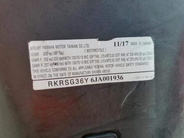 2018 YAMAHA XC155 RKRSG36Y6JA001936