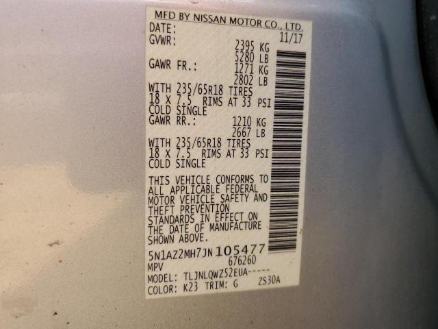 5N1AZ2MH7JN105477 Nissan MURANO S