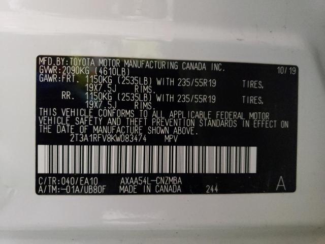 2T3A1RFV8KW083474 Toyota Rav4 Xle Premium