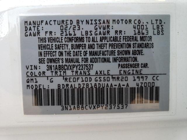 3N1AB8CVXPY237537 Nissan SENTRA SV