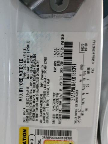 3FA6P0LU6KR188391 Ford FUSION SE