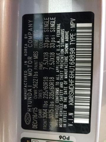 KM8SMDHF6HU168898 Hyundai Santa Fe Se