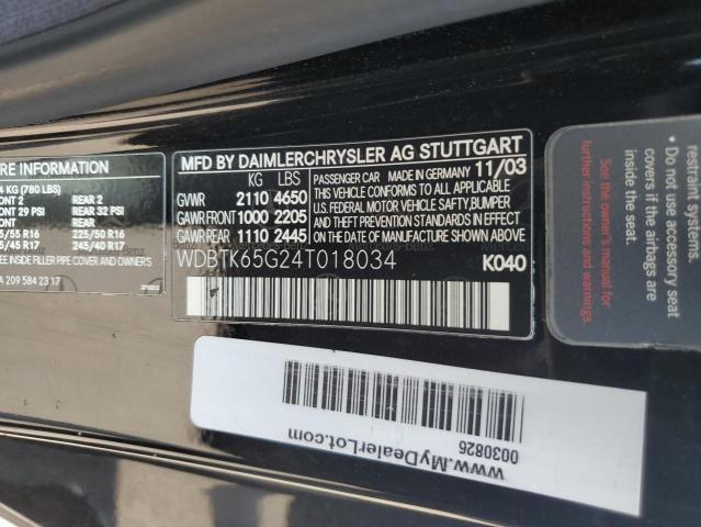 2020 MERCEDES-BENZ CLK 320 - WDBTK65G24T018034