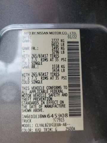 1N6ED1EJ8NN645908 Nissan FRONTIER S