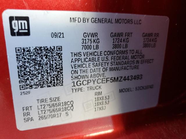 2021 CHEVROLET 1500 - 1GCPYCEF5MZ443493