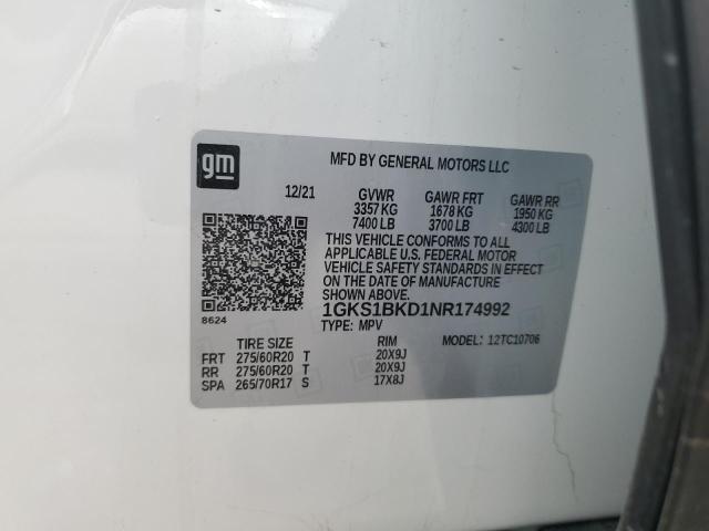 1GKS1BKD1NR174992 GMC YUKON SLT