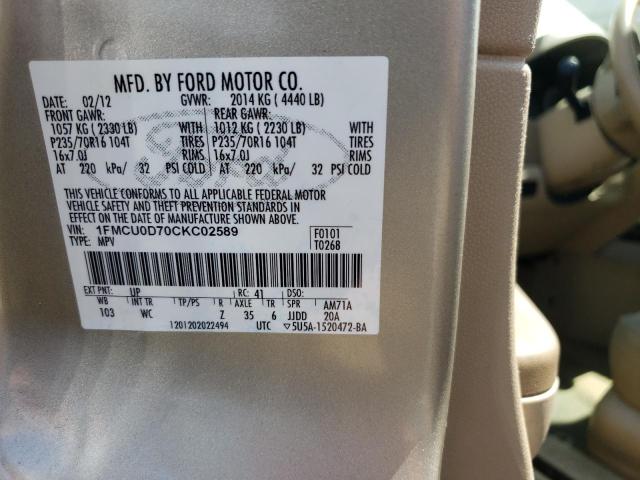 1FMCU0D70CKC02589 2012 FORD ESCAPE, photo no. 12