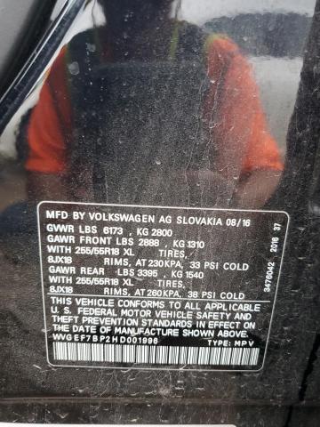  VOLKSWAGEN TOUAREG 2017 Чорний