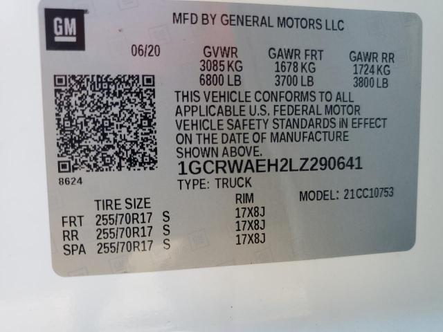 2020 CHEVROLET SILVERADO - 1GCRWAEH2LZ290641
