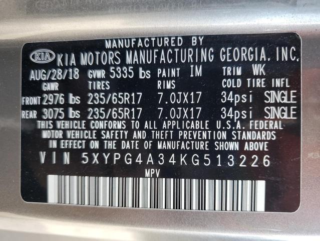 5XYPG4A34KG513226 KIA SORENTO L