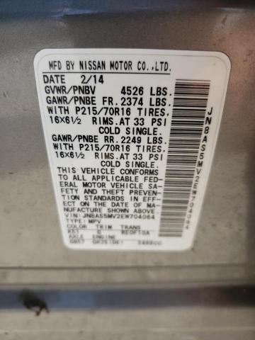 JN8AS5MV2EW704064 Nissan Rogue Select S