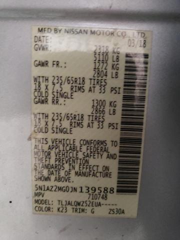 5N1AZ2MG0JN139588 Nissan MURANO S