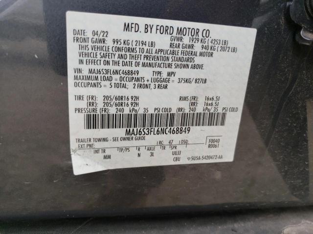 MAJ6S3FL6NC468849 | 2022 FORD ECOSPORT S