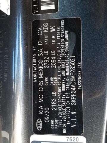 3KPF34AD6ME285021 KIA Forte Gt Line