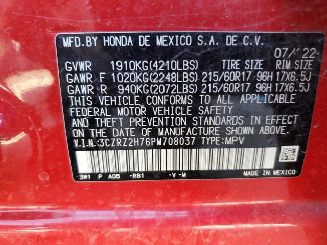 3CZRZ2H76PM708037 Honda Hr-v Exl