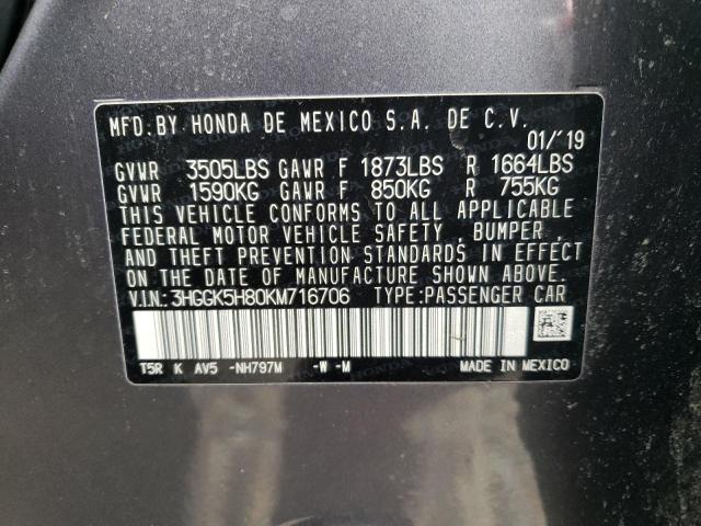 2019 HONDA FIT 3HGGK5H80KM716706