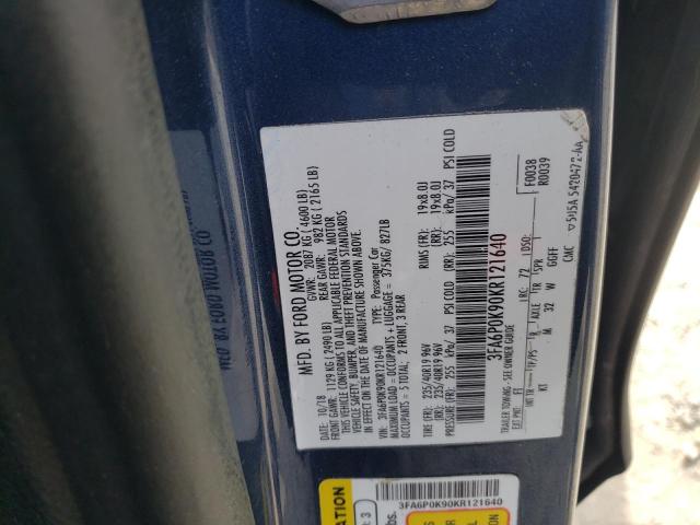 3FA6P0K90KR121640 2019 FORD FUSION - Image 12