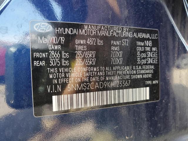 5NMS2CAD9KH123367 Hyundai Santa Fe Se
