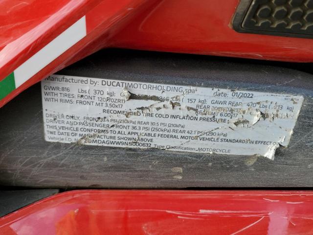 2022 DUCATI PANIGALE V ZDMDAGWW9NB000632
