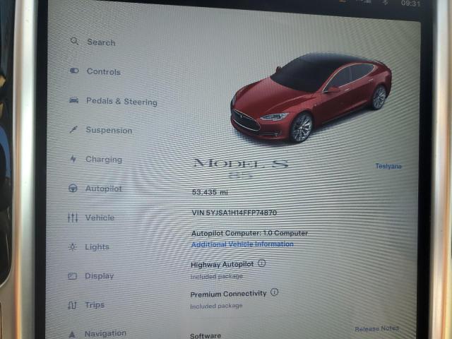 2015 TESLA MODEL S 85 5YJSA1H14FFP74870