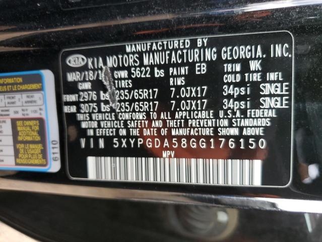 5XYPGDA58GG176150 KIA SORENTO LX