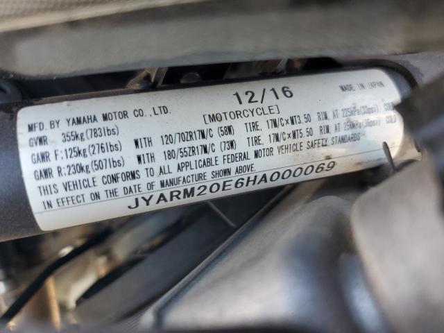 2017 YAMAHA FZ07A JYARM20E6HA000069