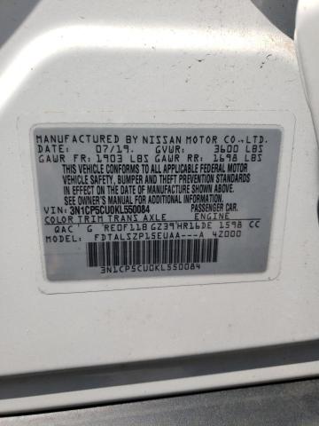 3N1CP5CU0KL550084 Nissan KICKS S