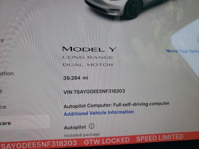 7SAYGDEE5NF318203 Tesla Model Y