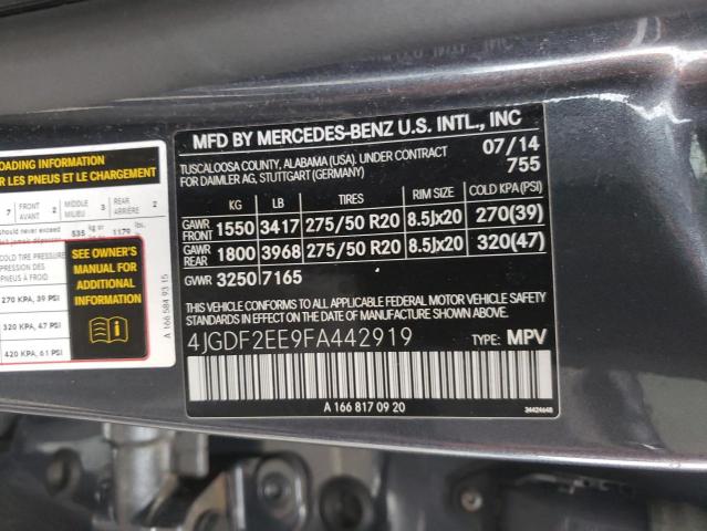 VIN 4JGDF2EE9FA442919 2015 Mercedes-Benz GL-Class, ... no.14