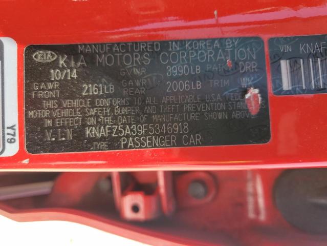 KNAFZ5A39F5346918 KIA FORTE SX