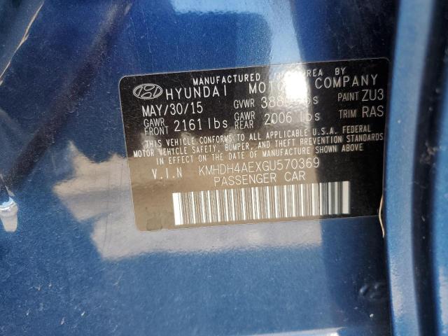 KMHDH4AEXGU570369 Hyundai ELANTRA SE
