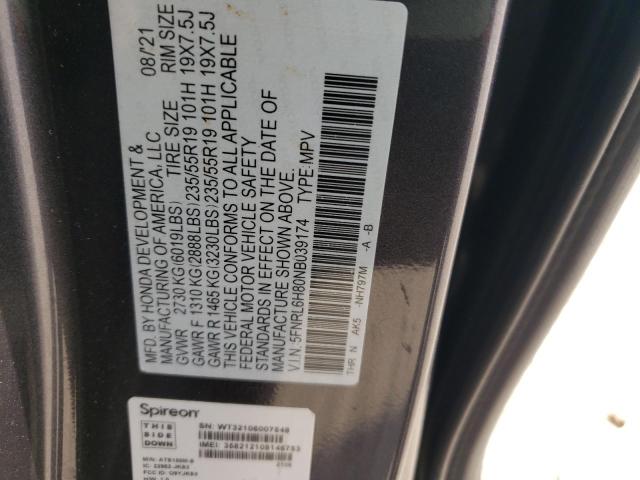 5FNRL6H80NB039174 2022 HONDA ODYSSEY, photo no. 13