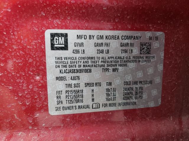KL4CJASB3KB910838 Buick Encore Preferred