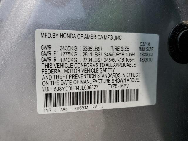 2018 ACURA MDX - 5J8YD3H34JL006327