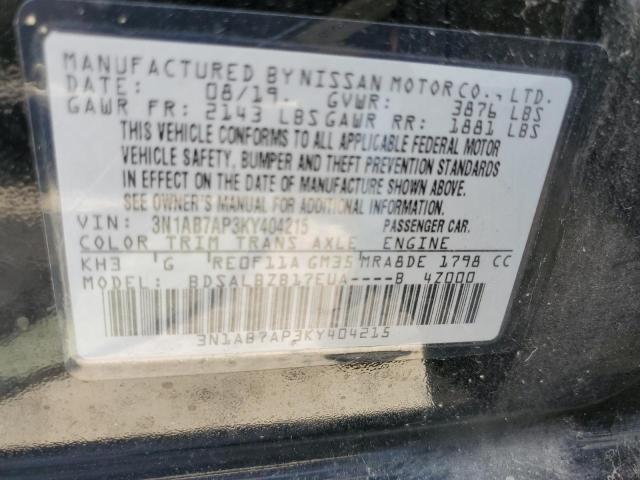 3N1AB7AP3KY404215 Nissan Sentra S 10