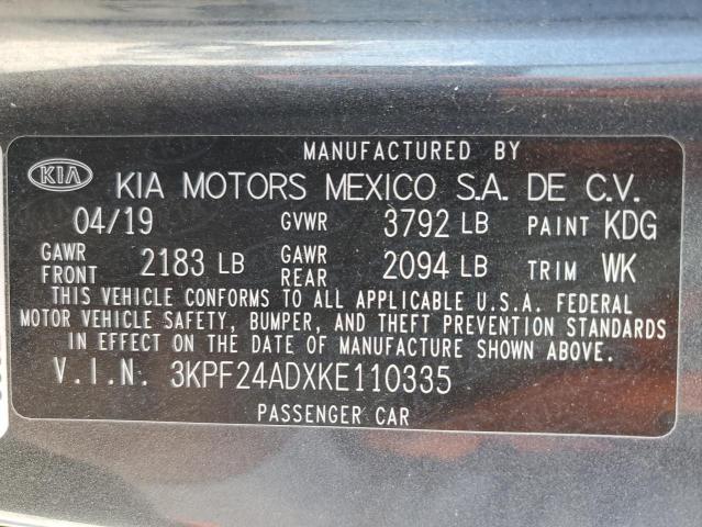 3KPF24ADXKE110335 KIA FORTE FE