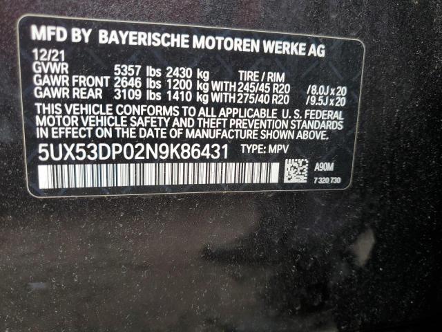 2022 BMW X3 XDRIVE3 5UX53DP02N9K86431