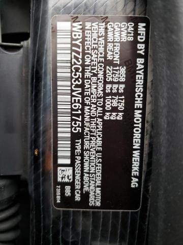 WBY7Z2C53JVE61755 BMW I3 Bev