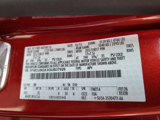 1FMCU9GX3GUB37926 Ford ESCAPE SE