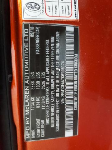 2019 MCLAREN AUTOMOTIVE 570S SBM13FAA7KW006374