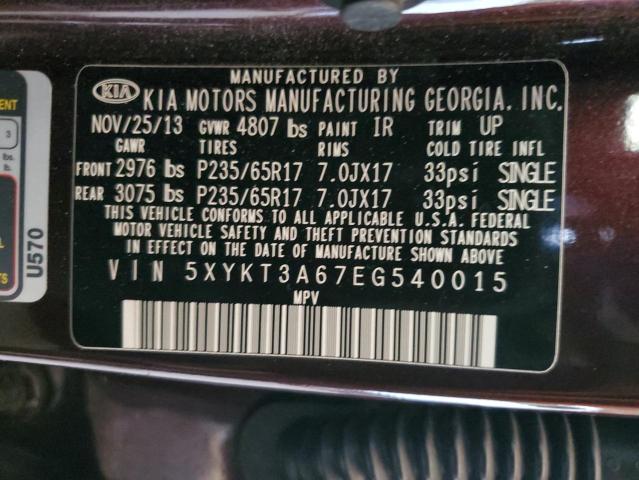 5XYKT3A67EG540015 KIA SORENTO LX