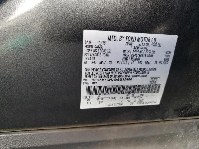 1FM5K7DH3GGB35480 Ford EXPLORER XLT