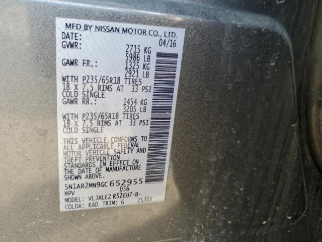 5N1AR2MN9GC652955 Nissan Pathfinder S