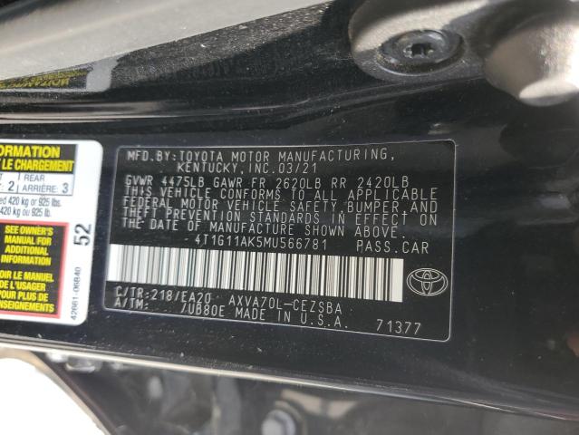 4T1G11AK5MU566781 Toyota Camry SE 10